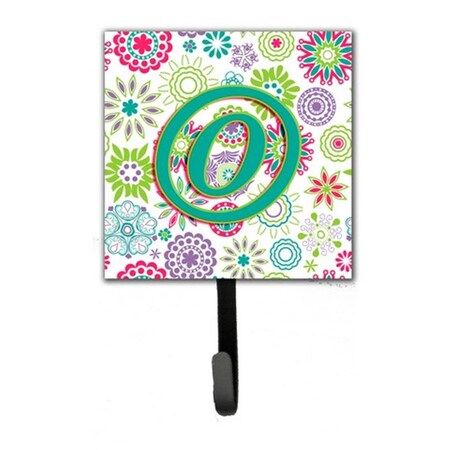 Jensendistributionservices Letter O Flowers Pink Teal Green Initial Leash & Key Holder MI1715774